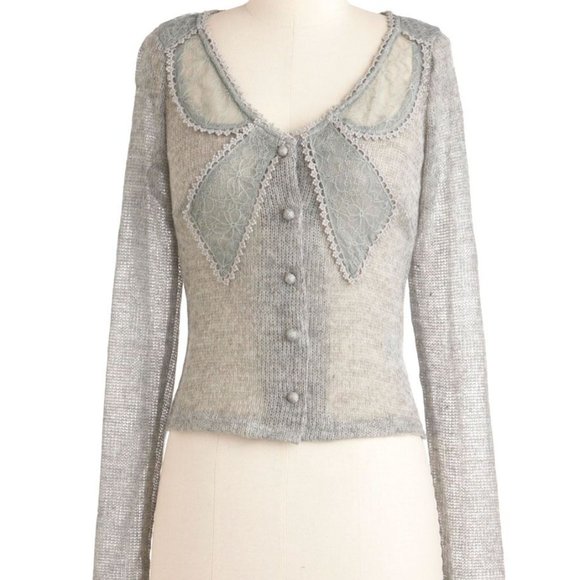 Anthropologie Sweaters - RYU Anthropologie grey Bow cardigan L